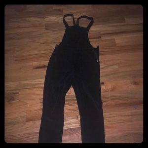 Black velvet overalls